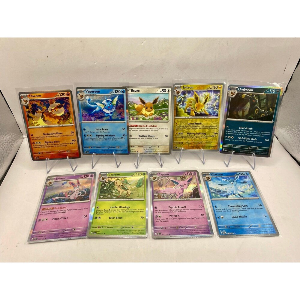 Eevee Evolutions Eeveelutions lot Pokemon 9 Card Bundle NM holos PRE